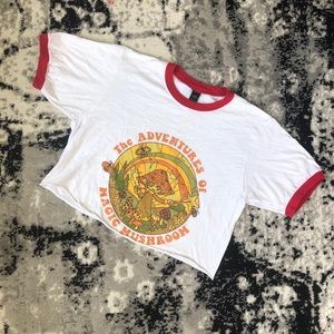 Cropped Psychedelic Mushroom Ringer T-Shirt